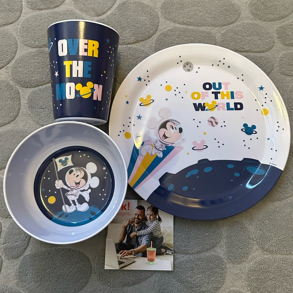 New - 3 Pcs Zak Designs Disney Mickey Mouse Kids Melamine Dinnerware Set